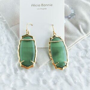 Alicia Bonnie - Charlotte Gold Green Cat's Eye Earrings - new